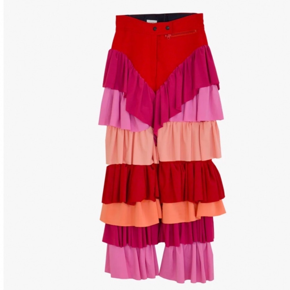 HOOHAH‎ Ruffle Pants in Pink & Red Area 51 Size XS Snow Pants